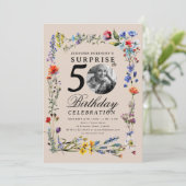 Invitation Fleur sauvage Photo SURPRISE 50e Anniversaire Cham (Debout devant)