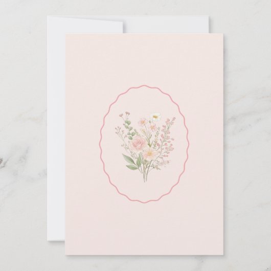 Invitation fleur sauvage Pink Bow Baptism (Dos)