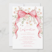 Invitation fleur sauvage Pink Bow Baptism (Devant)