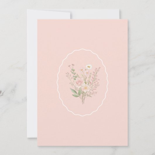 Invitation fleur sauvage Pink Bow Baptism (Dos)