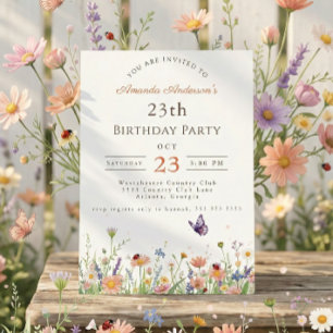 Invitation Fleur sauvage Pink Purple Garden Party 23e anniver