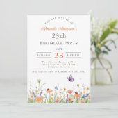 Invitation Fleur sauvage Pink Purple Garden Party 23e anniver (Debout devant)