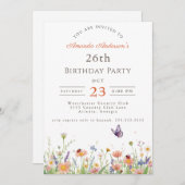 Invitation Fleur sauvage Pink Purple Garden Party 26e anniver (Devant / Derrière)
