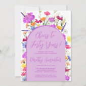 Invitation Fleur sauvage pourpre Boho 40e Anniversaire Partie (Devant)