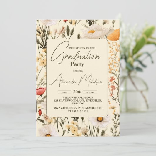 Invitation fleur sauvage pré 2024 Graduation (Debout devant)