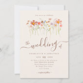 Invitation Fleur sauvage Pré Floral Beige Terracotta (Devant)