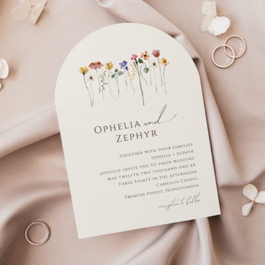 Invitation Fleur sauvage précis | Arche Mariage beige