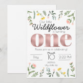 Invitation Fleur sauvage Premier Anniversaire (Devant / Derrière)