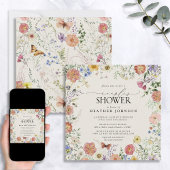 Invitation Fleur sauvage Pressé Cadre Floral Couples Douche