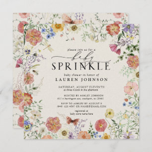 Invitation Fleur sauvage Pressé Floral Baby Sprinkle Douche