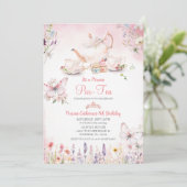 Invitation Fleur sauvage Princess ParTea Papillon rose Annive (Debout devant)