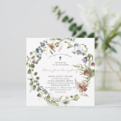 Invitation Fleur sauvage Printemps Été Floral Baptême (Debout devant)