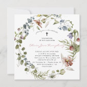 Invitation Fleur sauvage Printemps Été Floral Baptême (Devant)