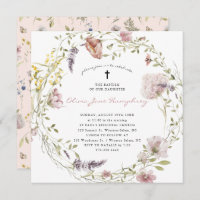 Fleur sauvage Printemps Été Floral Baptême Invitat