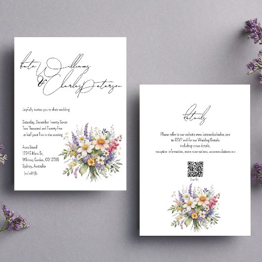 Invitation Fleur sauvage printemps été Mariage de automne inv