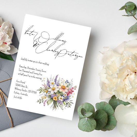 Invitation Fleur sauvage printemps été Mariage de automne inv