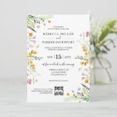 Invitation Fleur sauvage printemps moderne Mariage QR Code (Debout devant)