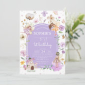 Invitation Fleur sauvage Purple Fairy 1er fête d'anniversaire (Debout devant)