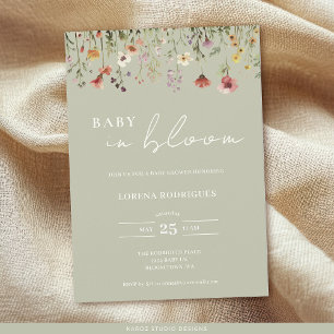 Invitation Fleur sauvage Qr Code Baby in Bloom Baby shower