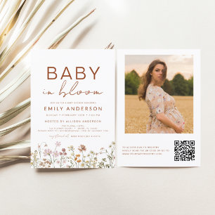 Invitation Fleur sauvage QR Code Baby in Bloom Baby shower
