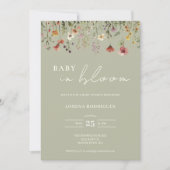 Invitation Fleur sauvage Qr Code Baby in Bloom Baby shower (Devant)