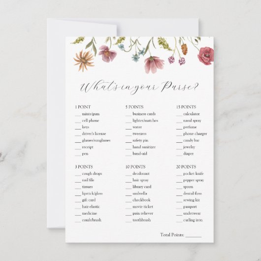 Invitation Fleur sauvage Qu'est-ce que votre porte-monnaie ca (Devant)