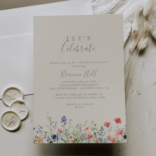 Invitation Fleur sauvage radieux Fêtons la fête