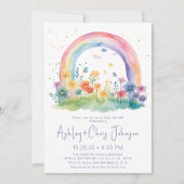 Invitation Fleur sauvage Rainbow Baby Girl Sprinkle Invitatio (Devant)