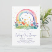 Invitation Fleur sauvage Rainbow Baby Girl Sprinkle Invitatio (Debout devant)