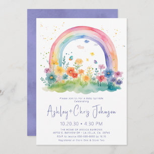Invitation Fleur sauvage Rainbow Baby Girl Sprinkle Invitatio