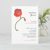 Invitation Fleur sauvage Red Poppy Fête des mariées moderne (Debout devant)