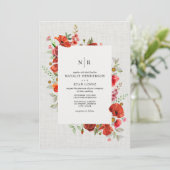 Invitation Fleur sauvage Red Poppy Floren lin Mariage (Debout devant)