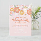 Invitation Fleur sauvage Retro Floral premier anniversaire In (Debout devant)