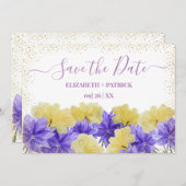 Invitation Fleur sauvage rhapsodie violet enregistrer la date (Devant / Derrière)