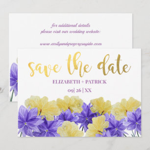 Invitation Fleur sauvage rhapsodie violet enregistrer la date