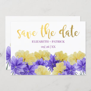 Invitation Fleur sauvage rhapsodie violet enregistrer la date
