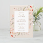 Invitation Fleur sauvage romantique Boho Mariage rose (Debout devant)