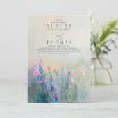 Invitation Fleur sauvage Romantique Elégant Mariage Invitatio (Debout devant)