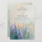 Invitation Fleur sauvage Romantique Elégant Mariage Invitatio (Devant / Derrière)