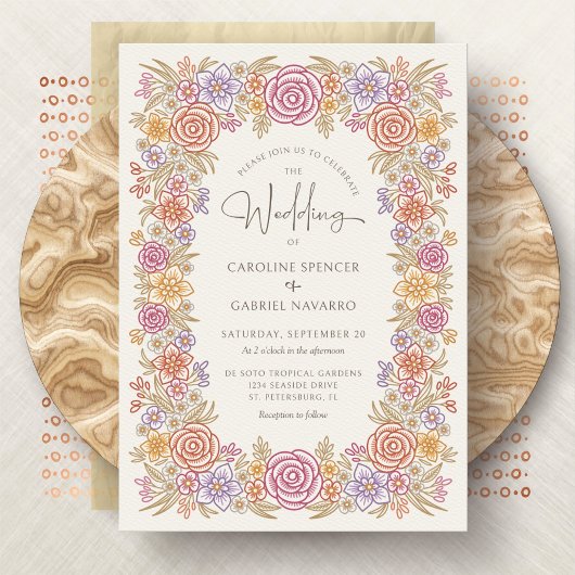 Invitation Fleur sauvage romantique Mariage