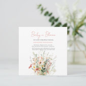 Invitation Fleur sauvage rose bébé dans le Baby shower en fle (Debout devant)