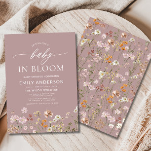 Invitation Fleur sauvage rose bébé dans le Baby shower en fle