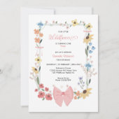 Invitation Fleur sauvage rose Bow 1er anniversaire (Devant)