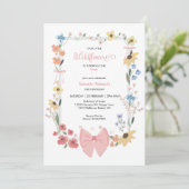 Invitation Fleur sauvage rose Bow 1er anniversaire (Debout devant)