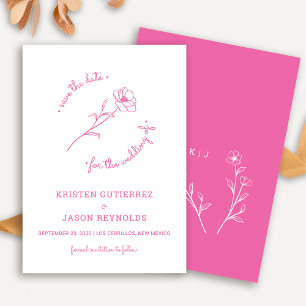 Invitation Fleur sauvage rose chaud Enregistrer la date