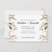 Invitation Fleur sauvage rose délicat frontière mariage botan (Devant)