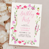 Invitation Fleur sauvage rose Élégante fête d'anniversaire fé
