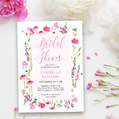 Invitation Fleur sauvage rose Élégante Fête des mariées fémin