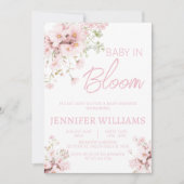 Invitation Fleur sauvage rose fleuri bébé dans baby shower fl (Devant)
