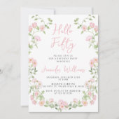 Invitation Fleur sauvage rose Floral Boho 50e anniversaire (Devant)